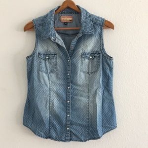 Denim Vest with Detailed Print